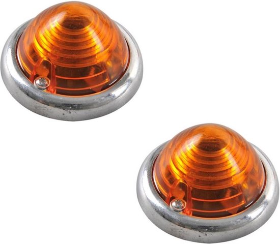 Zijlamp chrome oranje 70 mm 2 dlg E9