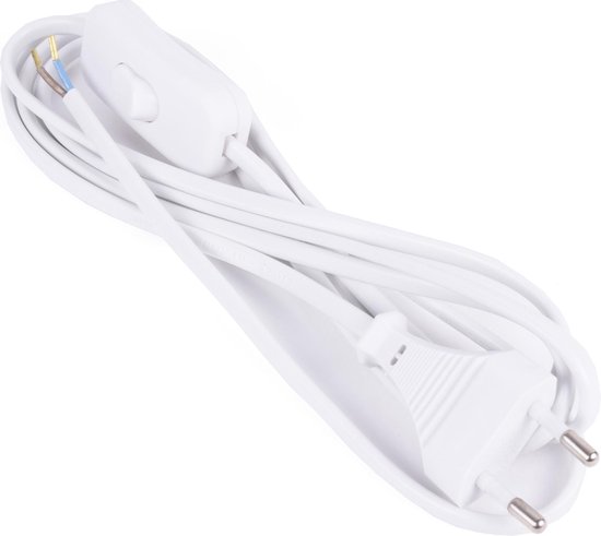 Stroomsnoer + stekker + schakelaar 2 mtr wit