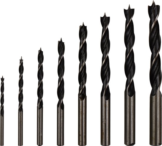 Boorset 8 dlg hout cassette