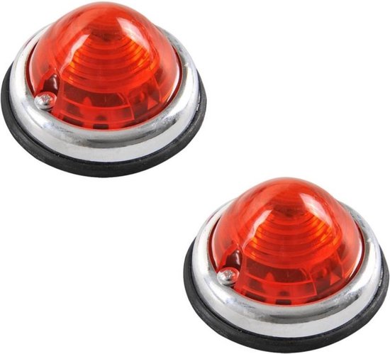 Zijlamp chroom rood 70 mm 2 dlg E9