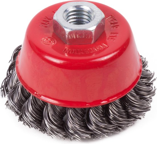 Staalborstel voor haakseslijper getordeerd kom 75 mm