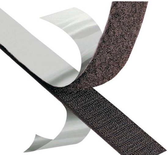 Klittenband zelfklevend zwart 1 m