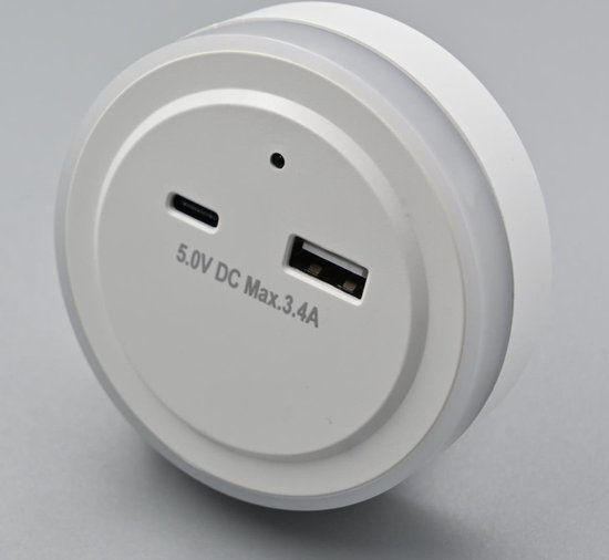 Nachtlamp USB-A en USB-C met sensor
