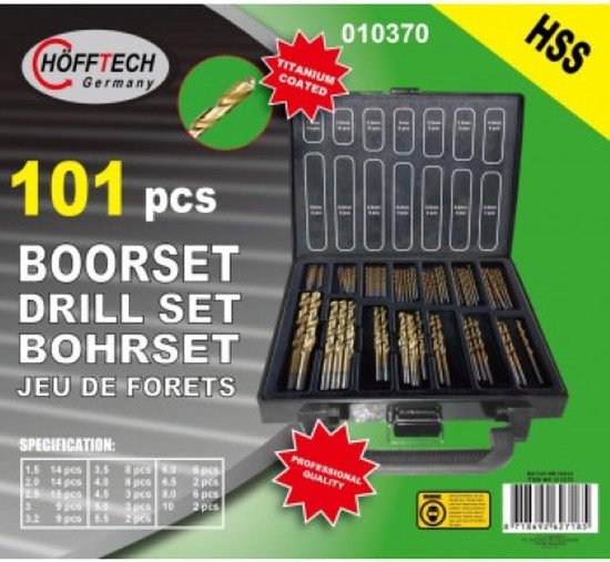 Boorset 101 dlg HSS tita coated/koffer