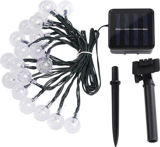 Deco lichtsnoer bolletjes solar wit 20 LED 5 mtr