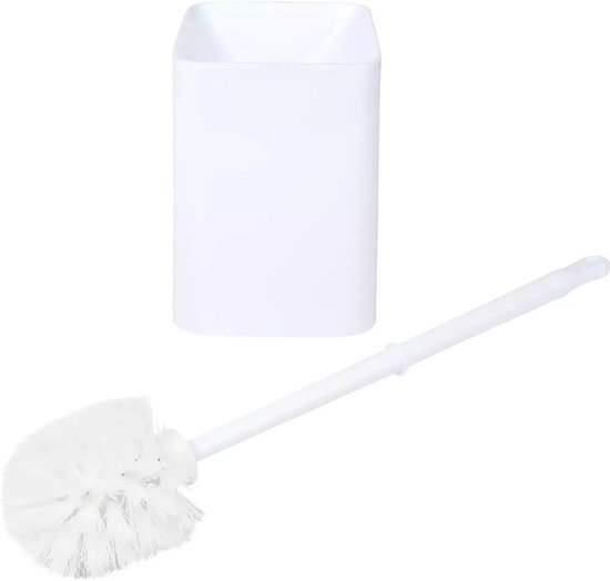 Wc borstel + houder wit vierkant