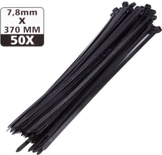 Tie ribs 7.6 x 370 mm 50 dlg zwart