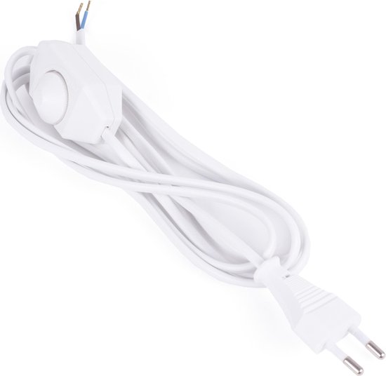 Stroomsnoer + stekker + vloerdimmer 2 mtr wit