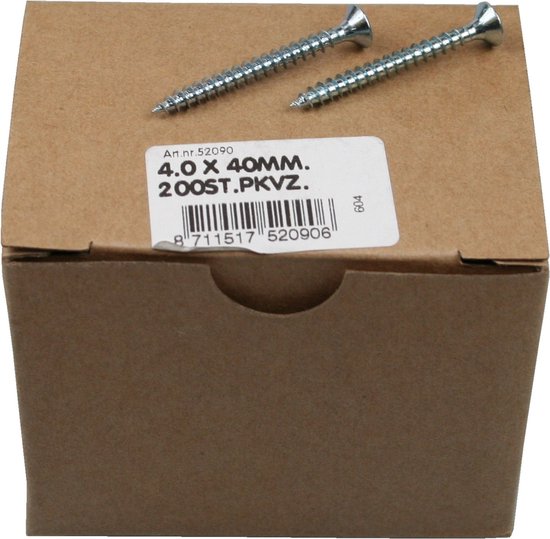 Spaanplaatschroef 4.0 x 40 mm