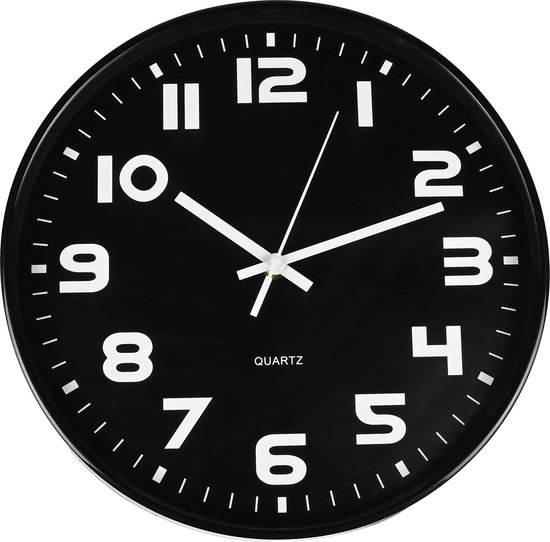 Wandklok 30 cm zwart