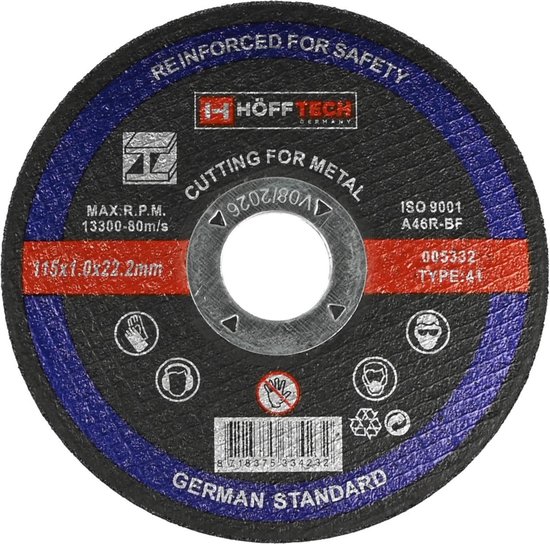 Doorslijpschijf metaal ø115 x 1.0 x 22.2 mm