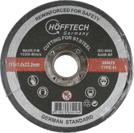 Doorslijpschijf RVS ø115 x 1.0 x 22.2 mm