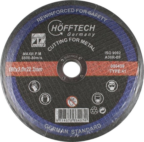 Doorslijpschijf metaal ø180 x 3.0 x 22.2 mm