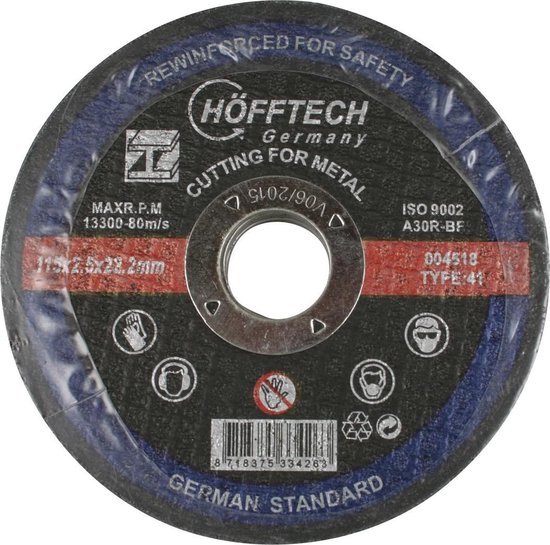 Doorslijpschijf metaal ø115 x 2.5 x 22.2 mm