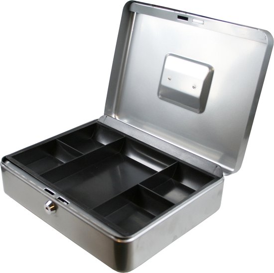 Geldkist metaal wit 300 x 240 x 90 mm