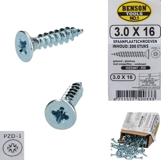 Spaanplaatschroef 3.0 x 16 mm