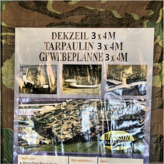 Dekzeil 3 x 4 mtr army zwaar