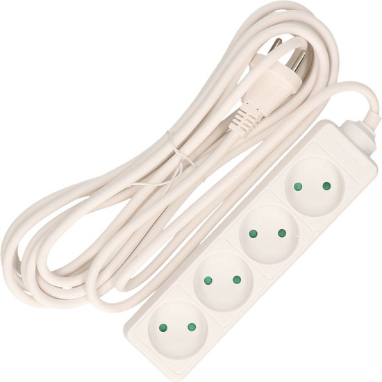 Stekkerdoos 4-voudig + 2 x 1.0 + 5.0 mtr