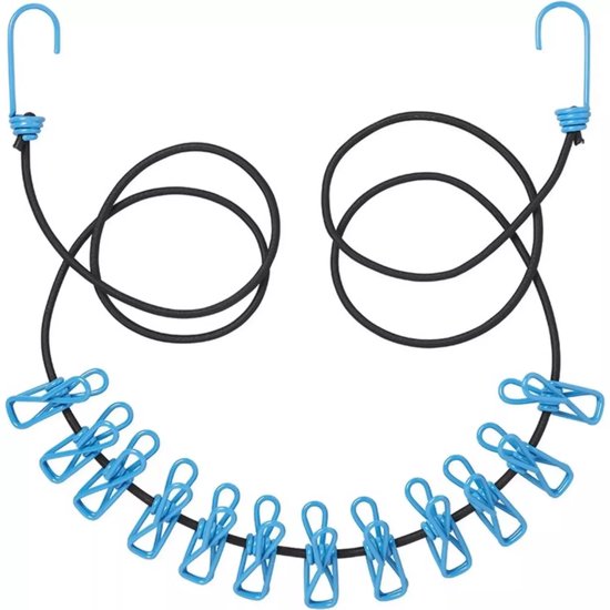 Waslijn 1,9 m - 12 knijpers draagbaar