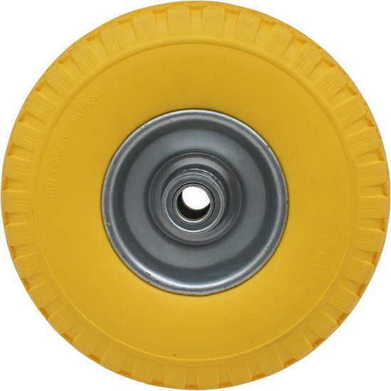 Wiel + band klein 3.00-4" PU geel stalen velg