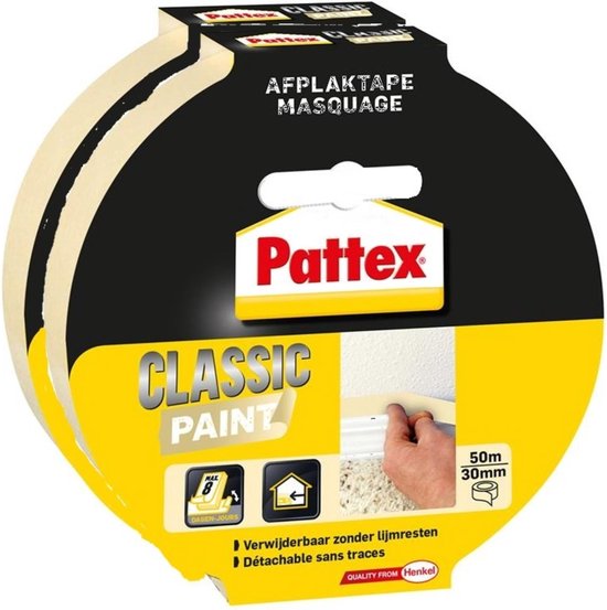 Pattex afplaktape classic paint 30 mm x 50 mtr 2 dlg