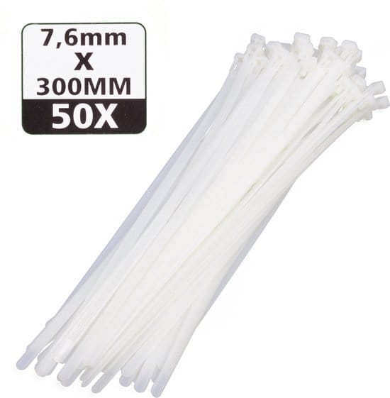 Tie ribs loskoppelbaar 7.6 x 300 mm 50 dlg wit