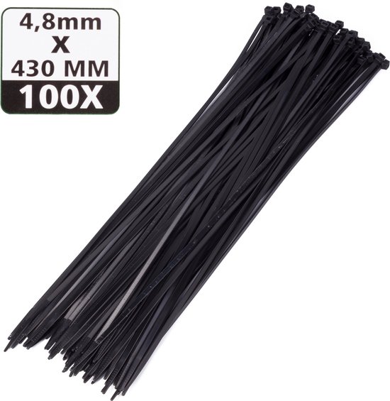 Tie ribs 4.8 x 430 mm 100 dlg zwart