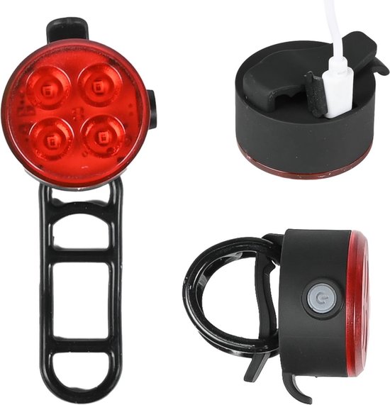 Fietslamp USB oplaadbaar rood inclusief clip