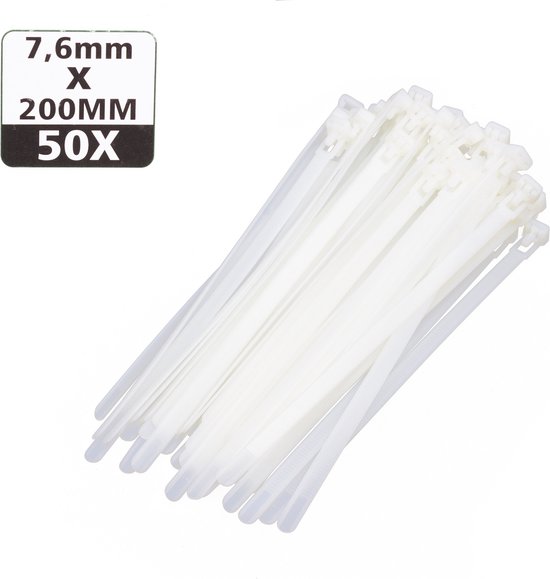 Tie ribs loskoppelbaar 7.6 x 200 mm 50 dlg wit
