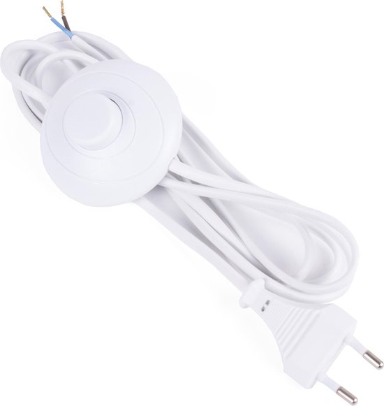 Stroomsnoer + stekker + voetschakelaar 2 mtr wit