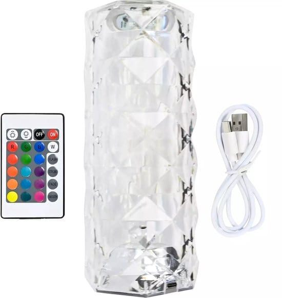 LED Tafellamp oplaadbaar kristal + afstandbediening