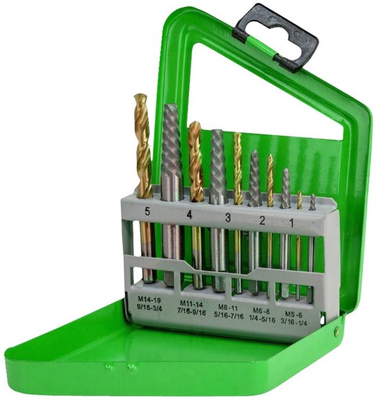 Tapeind uitdraai- + boorset 10 dlg