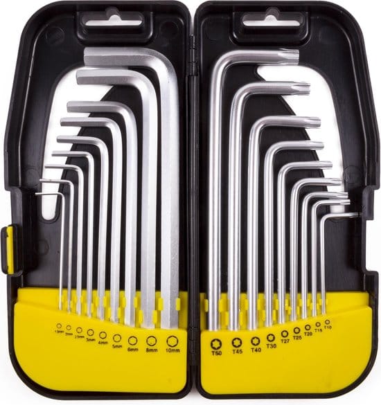 Inbus + torx sleutelset lang 18 dlg profi