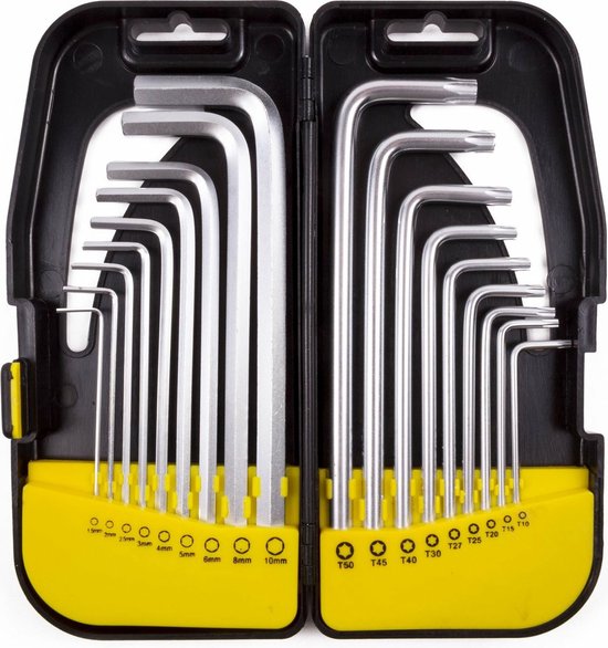 Inbus + torx sleutelset 18 dlg profi box