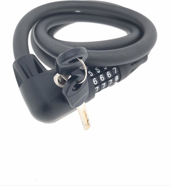 Kabel cijferslot + LED 807 12 x 1200 mm mat zwart