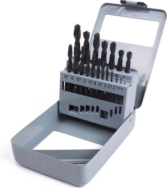 Boorset 19 dlg HSS stalen cassette