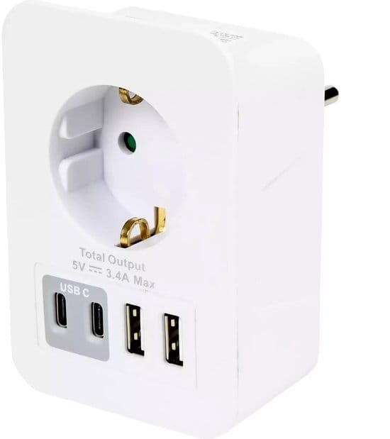 Stopcontact RA met 2 USB-A en 2 USB-C oplader