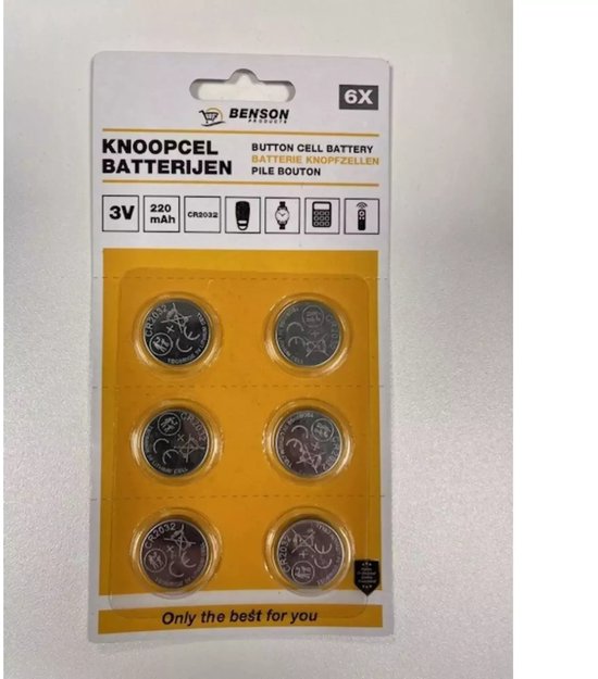 Batterij knoopcel 3V CR2032 lithium 6 dlg