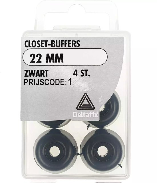 Deltafix Closetbuffer zwart 22 mm 4 st