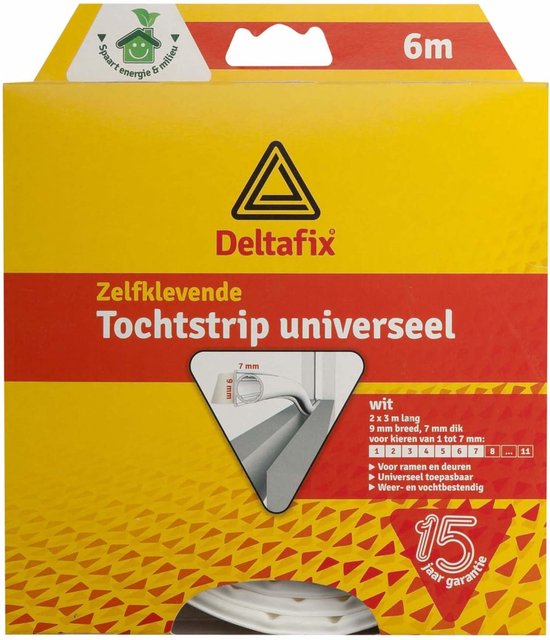 Deltafix Tochtstrip o-profiel siliconen 9 x 7 mm 1-7 mm 2 x 3 mtr wit