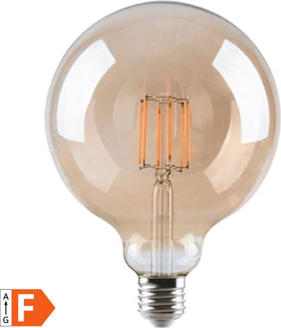 LED lamp globe filament G125 4W E27 amber dimbaar