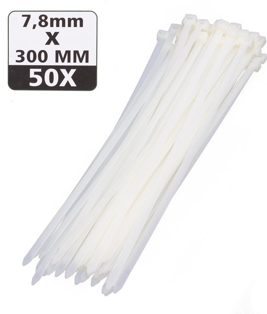 Tie ribs 7.6 x 300 mm 50 dlg wit