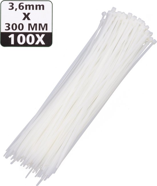 Tie ribs 3.6 x 300 mm 100 dlg wit