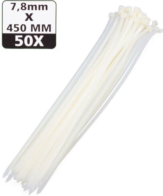 Tie ribs 7.8 x 450 mm 50 dlg wit