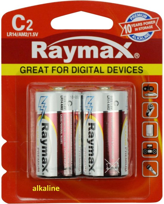 Raymax batterij c/LR14 2 dlg alkaline