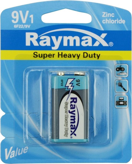 Raymax batterij 9V 6F22p zink