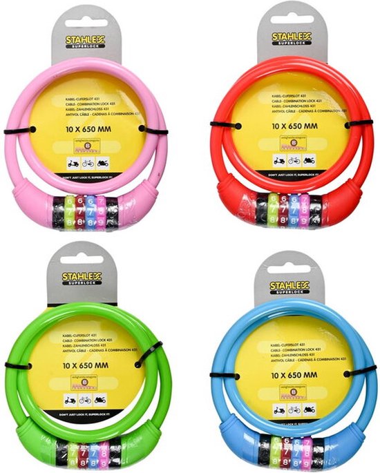 Kabel cijferslot LockBuster 10 x 650 mm mix
