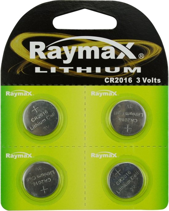 Raymax batterij knoopcel 3V CR2016 4 dlg lithium