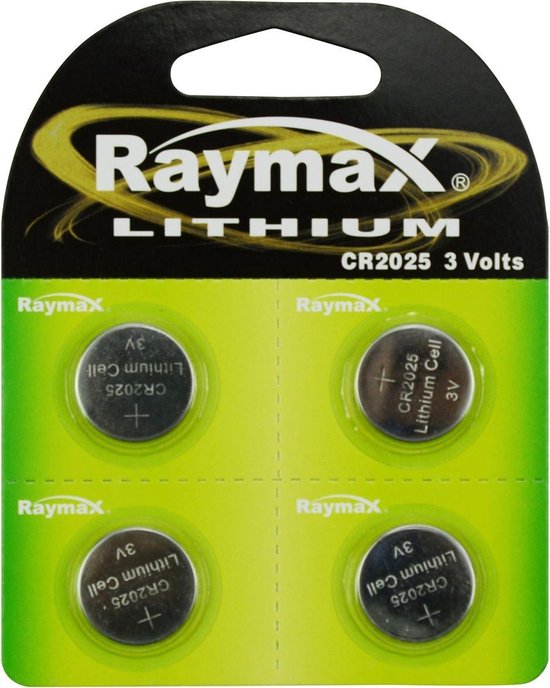 Raymax batterij knoopcel 3V CR2025 4 dlg lithium