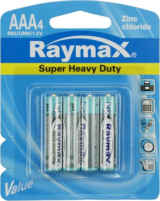 Raymax batterij AAA r03 4 dlg zink